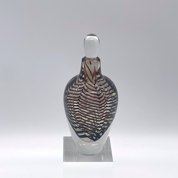MICHAEL NOUROT GLASS ART STUDIO PULLED FEATHER PERFUME BOTTLE - Picture 1 of 6